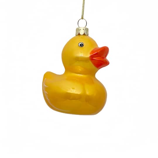 Michaels, 3.5" Yellow Duck Hand Painted Glass Ornament by Ashland® – Category: Collectible Ornaments